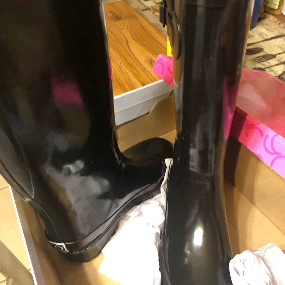 Black rain boots
